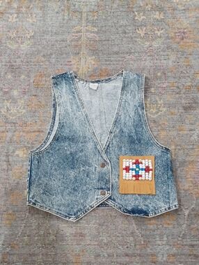 Vintage Acid Wash Denim Vest